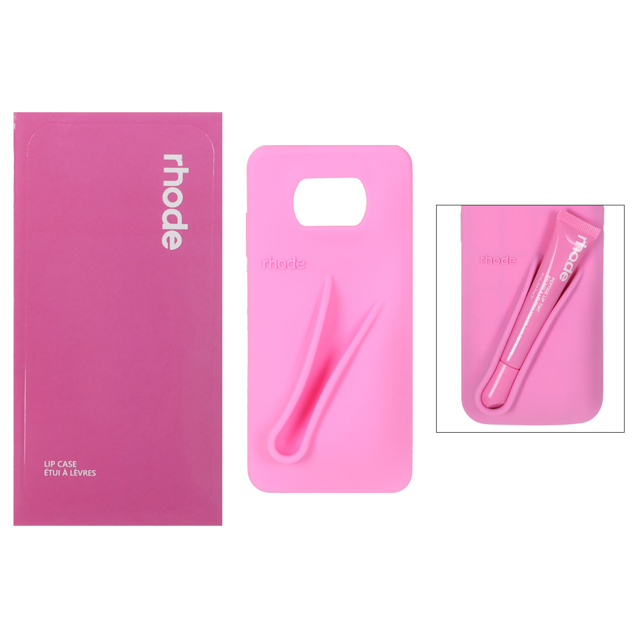 قاب سیلیکونی پاک کنی اورجینال rhode با ست لیپ گلاس Xiaomi Poco X3 / Poco X3 Pro / Poco X3 NFC - صورتی (پک دار)