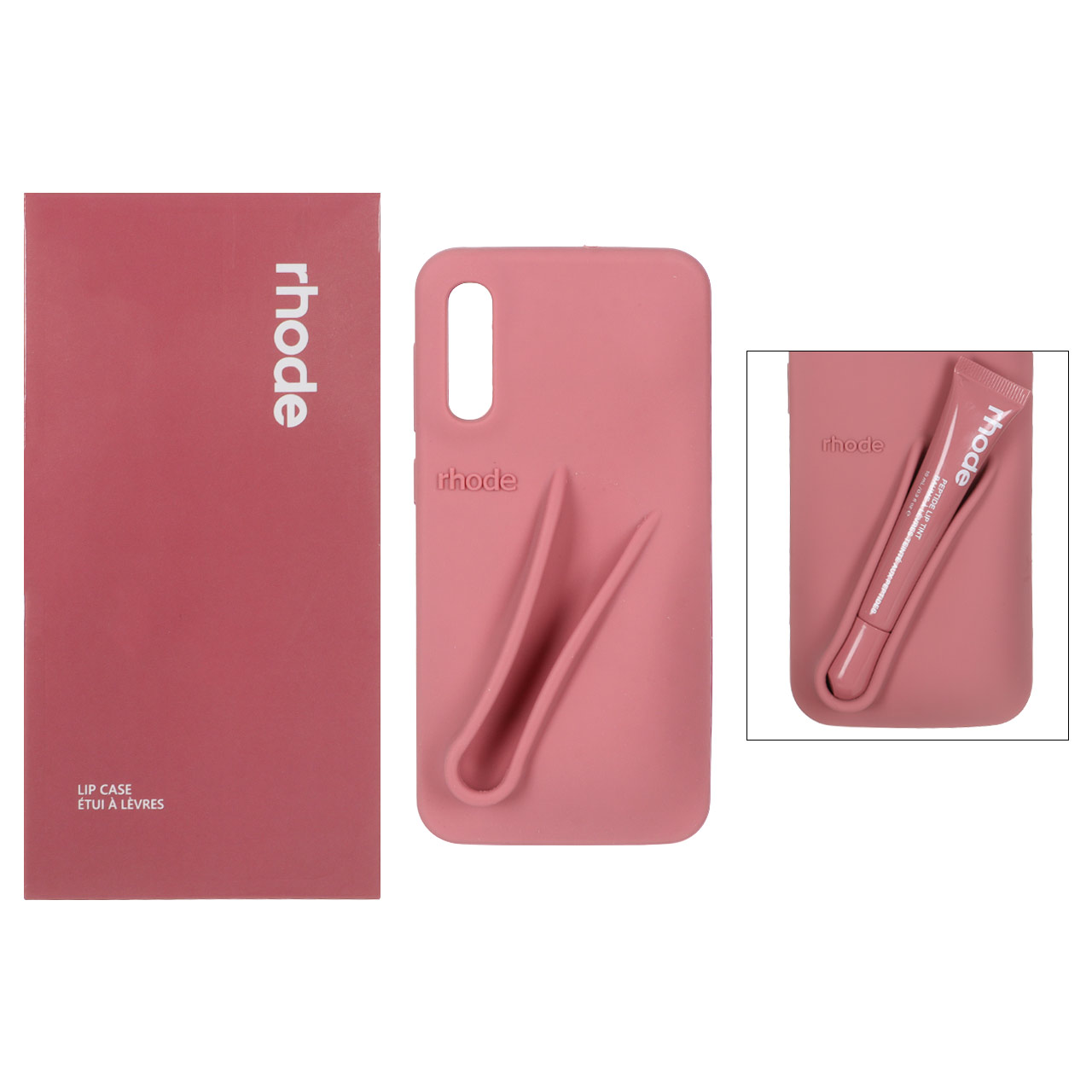 قاب سیلیکونی پاک کنی اورجینال rhode با ست لیپ گلاس Samsung Galaxy A50 / A50s / A30s - کالباسی (پک دار)