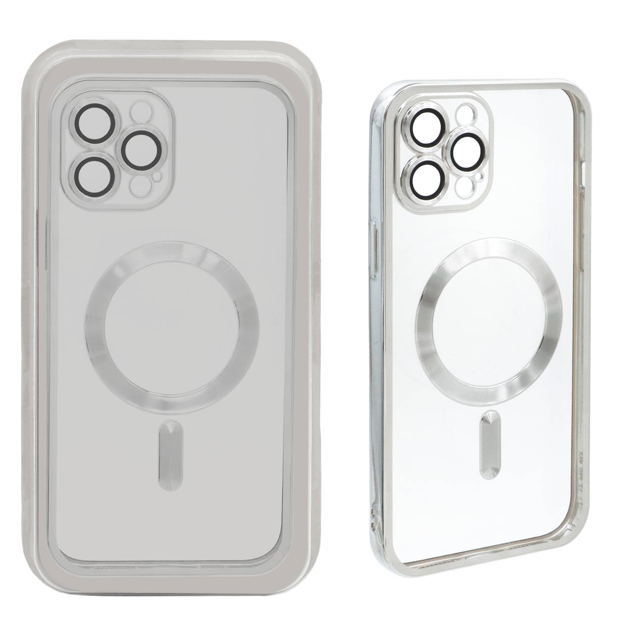 قاب اورجینال الکترواستاتیک Magsafe لنز گلس دار Apple iPhone 12 Pro Max - نقره ای (پک دار)