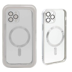 قاب اورجینال الکترواستاتیک Magsafe لنز گلس دار Apple iPhone 12 Pro - نقره ای (پک دار)