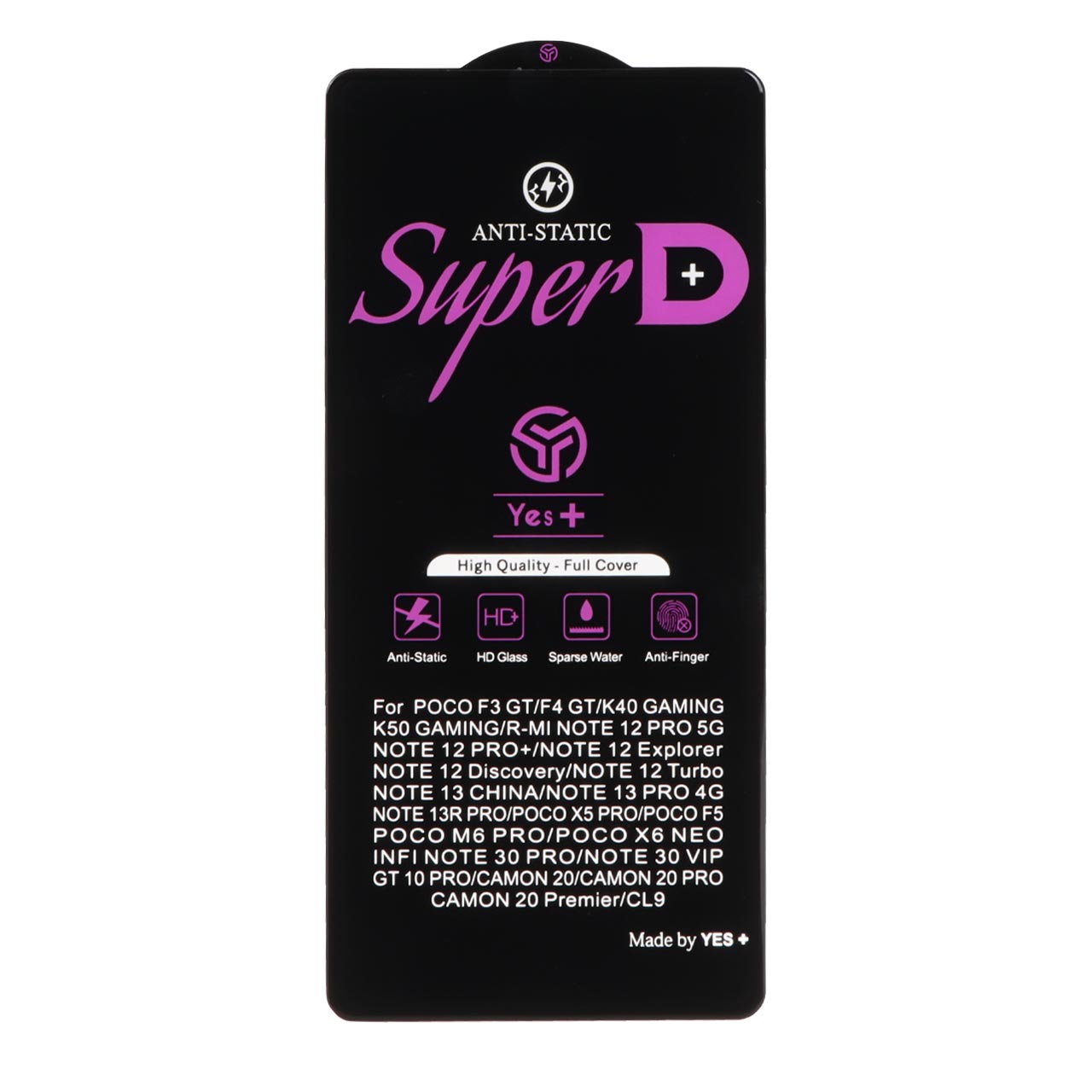محافظ صفحه نمایش شیشه ای Super D Anti Static Yes Plus مدل Xiaomi Redmi Note 14S / Note 13 Pro 4G / Poco M6 Pro 4G