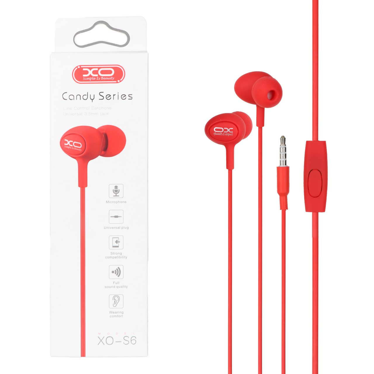 هندزفری باسیم XO مدل XO-S6 - قرمز