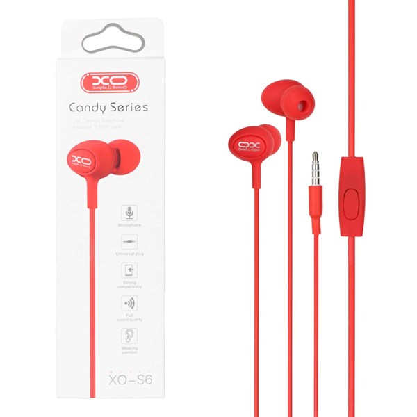 هندزفری باسیم XO مدل XO-S6 - قرمز