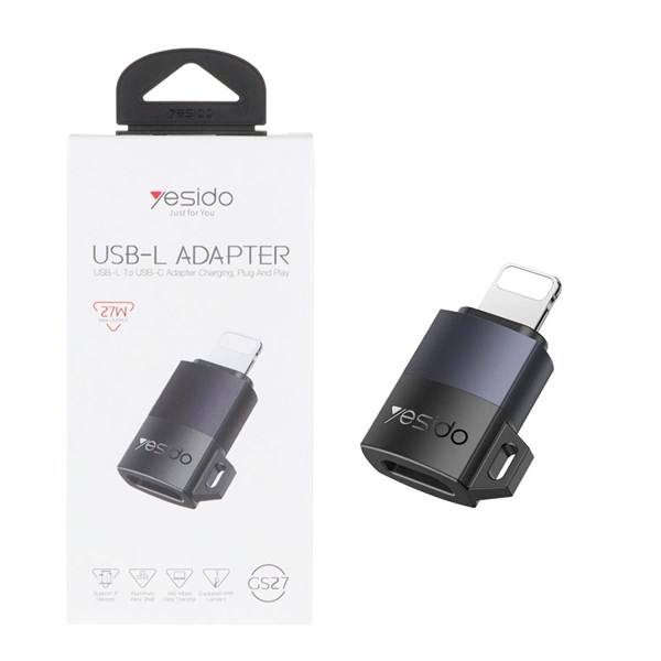 تبدیل Yesido Lightning To Type-C مدل GS27 27W - خاکستری (گارانتی 18 ماه تعویض نیکان همراه)