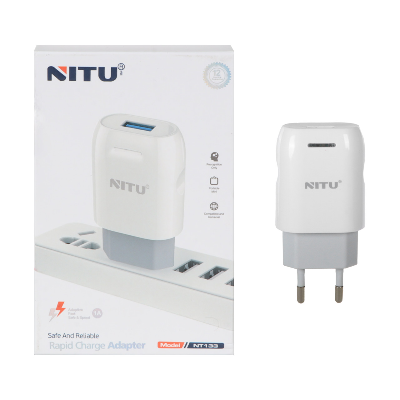شارژر دیواری فست تک پورت Nitu مدل NT133 - سفید (گارانتی 12 ماه تعویض نیکان همراه)