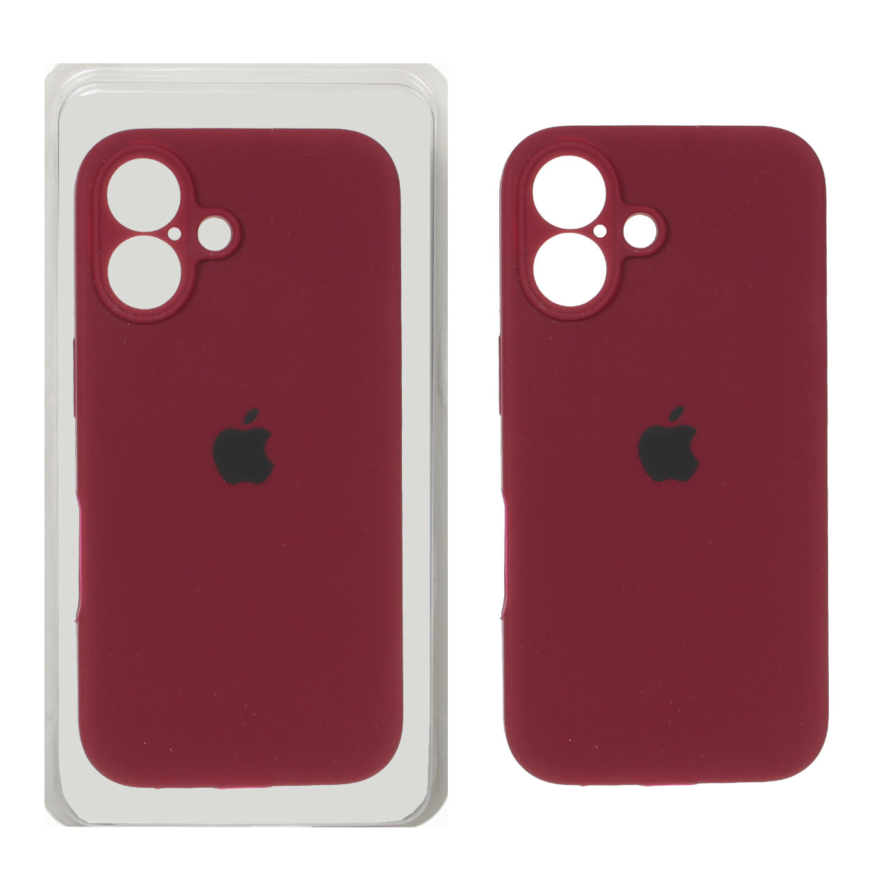 قاب سیلیکونی پاک کنی محافظ لنزدار اورجینال Apple iPhone 16 - زرشکی (پک دار) - NTC