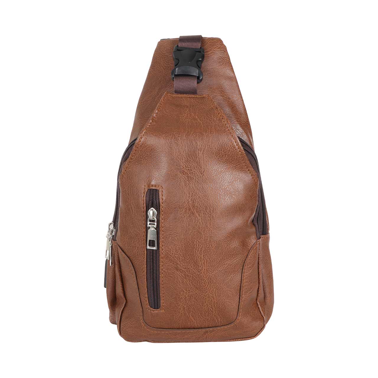 کیف تک بند مدل Body Bag چرمی - قهوه ای