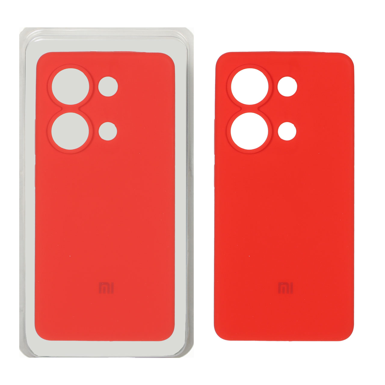 قاب سیلیکونی پاک کنی محافظ لنزدار اورجینال Xiaomi Redmi Note 14S / Note 13 Pro 4G / Poco M6 Pro 4G - قرمز (پک دار)