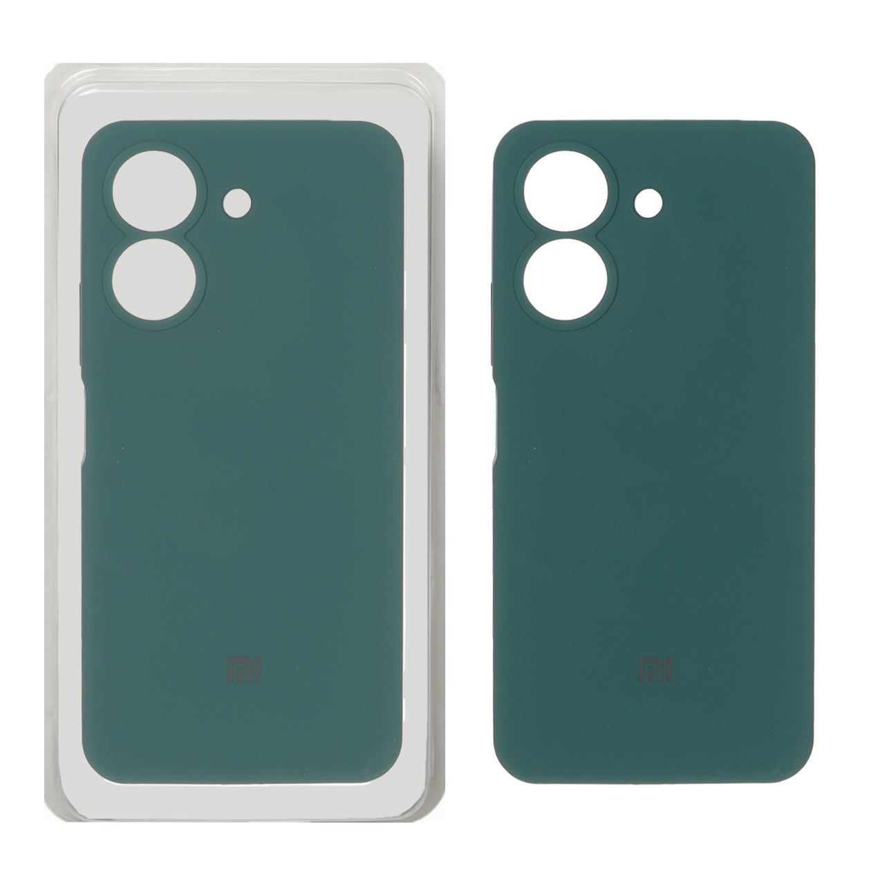 قاب سیلیکونی پاک کنی محافظ لنزدار اورجینال Xiaomi Redmi 13C / Poco C65 - سبز تیره (پک دار)