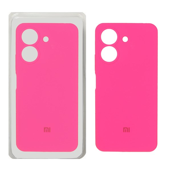 قاب سیلیکونی پاک کنی محافظ لنزدار اورجینال Xiaomi Redmi 13C / Poco C65 - صورتی فانتزی (پک دار)