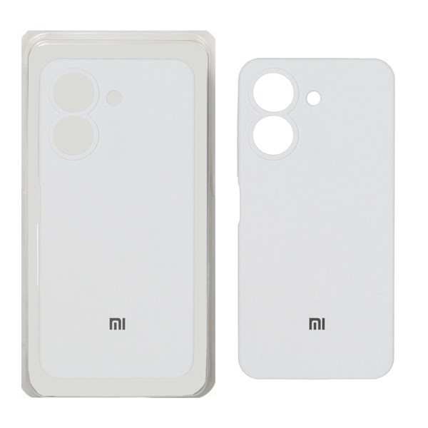قاب سیلیکونی پاک کنی محافظ لنزدار اورجینال Xiaomi Redmi 13C / Poco C65 - سفید (پک دار)