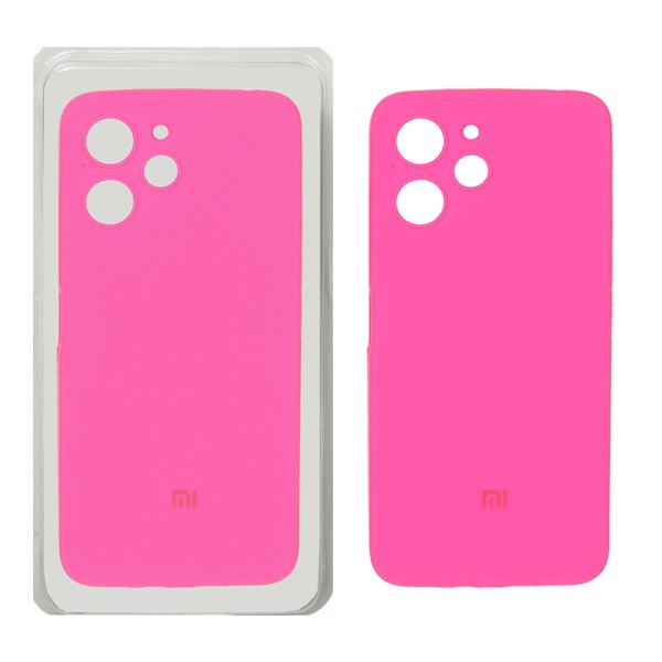 قاب سیلیکونی پاک کنی محافظ لنزدار اورجینال Xiaomi Redmi 12 / Poco M6 Pro 5G - صورتی فانتزی (پک دار)