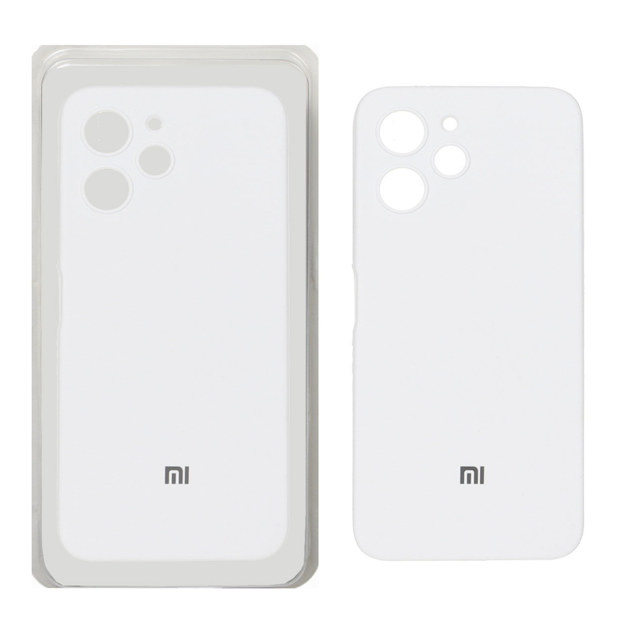قاب سیلیکونی پاک کنی محافظ لنزدار اورجینال Xiaomi Redmi 12 / Poco M6 Pro 5G - سفید (پک دار)