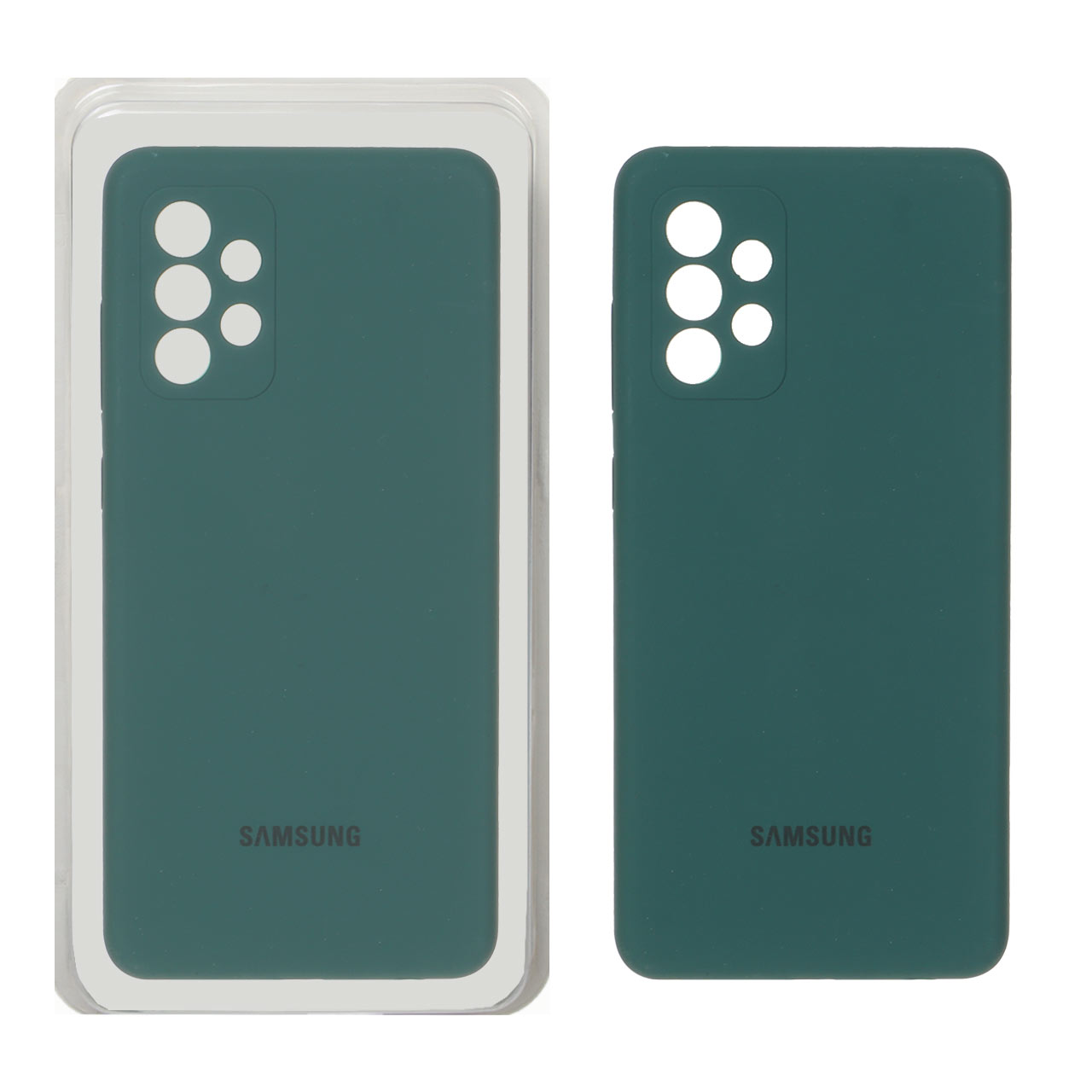 قاب سیلیکونی پاک کنی محافظ لنزدار اورجینال Samsung Galaxy A72 - سبز تیره (پک دار)