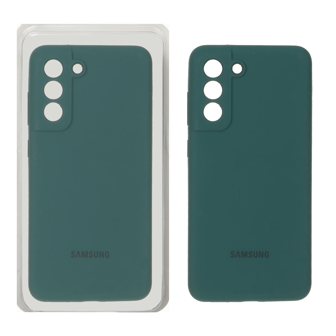 قاب سیلیکونی پاک کنی محافظ لنزدار اورجینال Samsung Galaxy S21 FE - سبز تیره (پک دار)