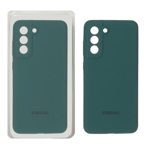 قاب سیلیکونی پاک کنی محافظ لنزدار اورجینال Samsung Galaxy S21 FE - سبز تیره (پک دار)
