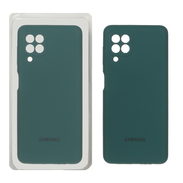 قاب سیلیکونی پاک کنی محافظ لنزدار اورجینال Samsung Galaxy A22 4G / M22 / M32 4G / F22 - سبز تیره (پک دار)