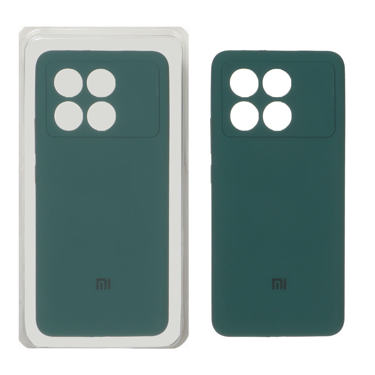 قاب سیلیکونی پاک کنی محافظ لنزدار اورجینال Xiaomi Poco X6 Pro 5G / Redmi K70E - سبز تیره (پک دار)