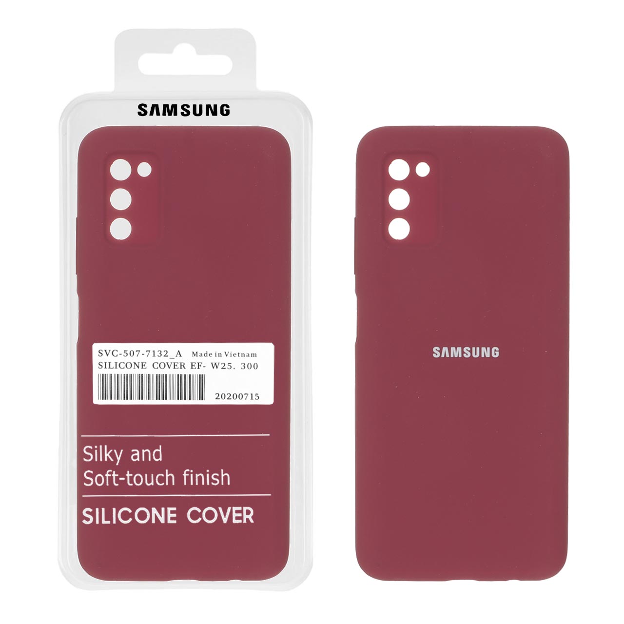 قاب سیلیکونی پاک کنی اورجینال درجه یک Samsung Galaxy A03s / A02s - زرشکی (پک دار)
