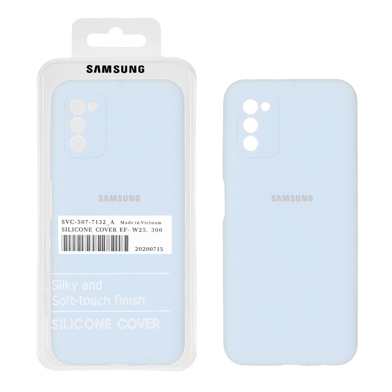 قاب سیلیکونی پاک کنی اورجینال درجه یک Samsung Galaxy A03s / A02s - آبی روشن (پک دار)