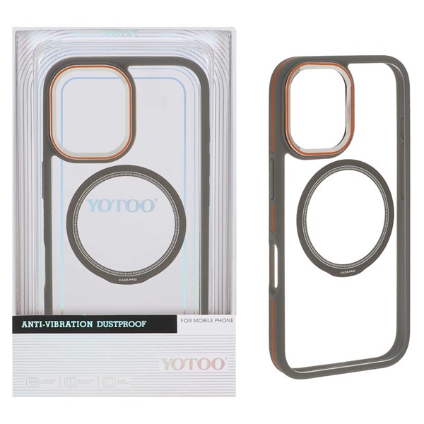 قاب اورجینال Yotoo شفاف MagSafe لنز فلزی Apple iPhone 16 - خاکستری (پک دار) - NTC