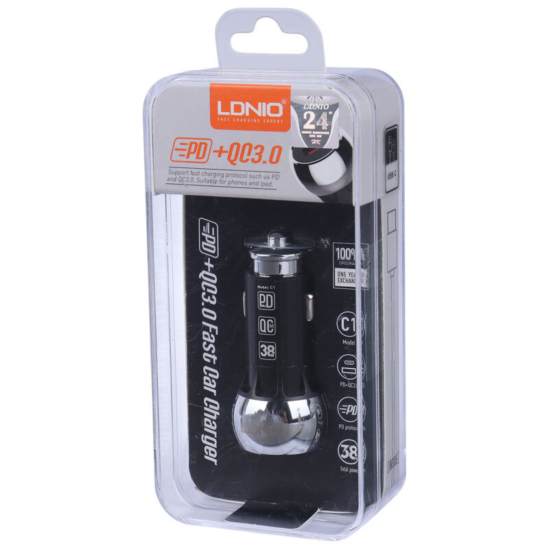 شارژر فندکی فست شارژ Ldnio C1 QC3.0 PD 20W + کابل تایپ سی