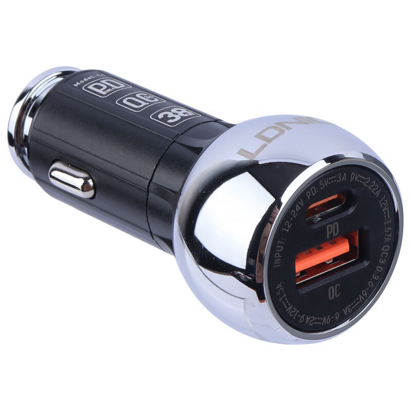 شارژر فندکی فست شارژ Ldnio C1 QC3.0 PD 20W + کابل تایپ سی