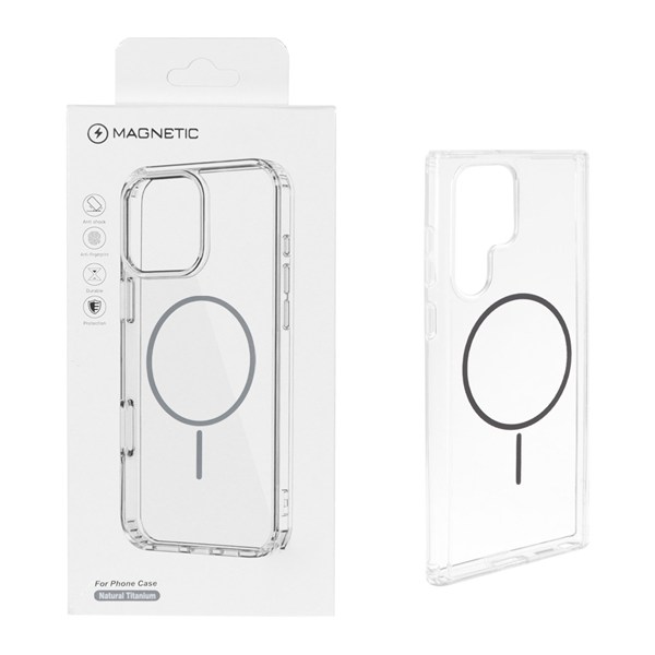 قاب اورجینال Magnetic دور ژله ای MagSafe مدل Samsung Galaxy S22 Ultra - خاکستری (پک دار)