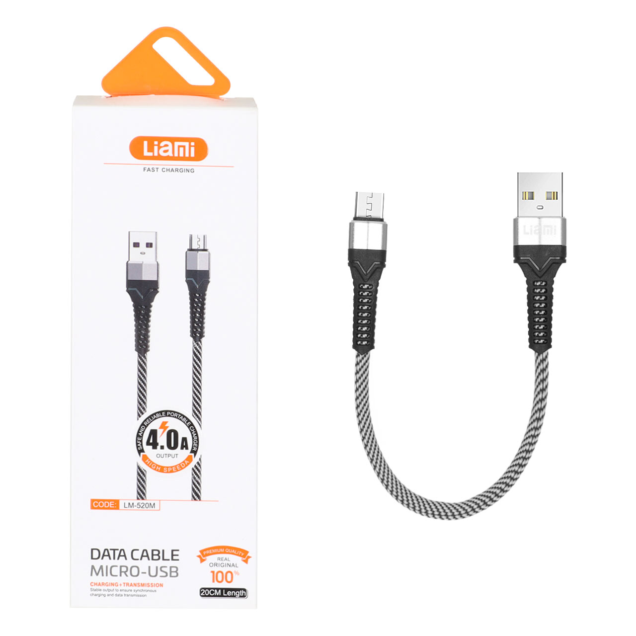 کابل شارژ فست پاوربانک اندروید Liami مدل LM-520M - سفید (گارانتی شش ماهه شرکتی)