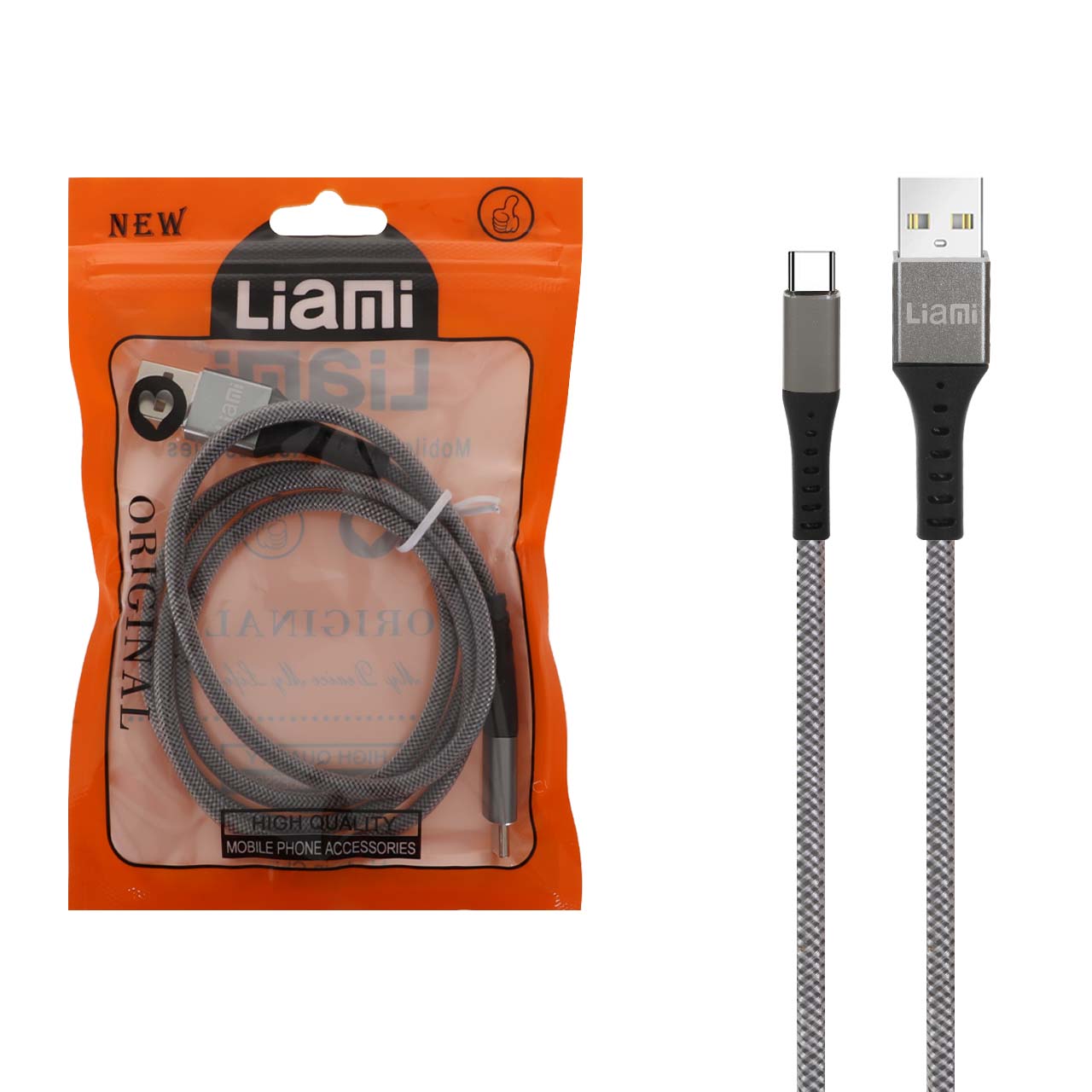 کابل شارژ فست Liami Type-C - خاکستری (گارانتی شش ماهه شرکتی)