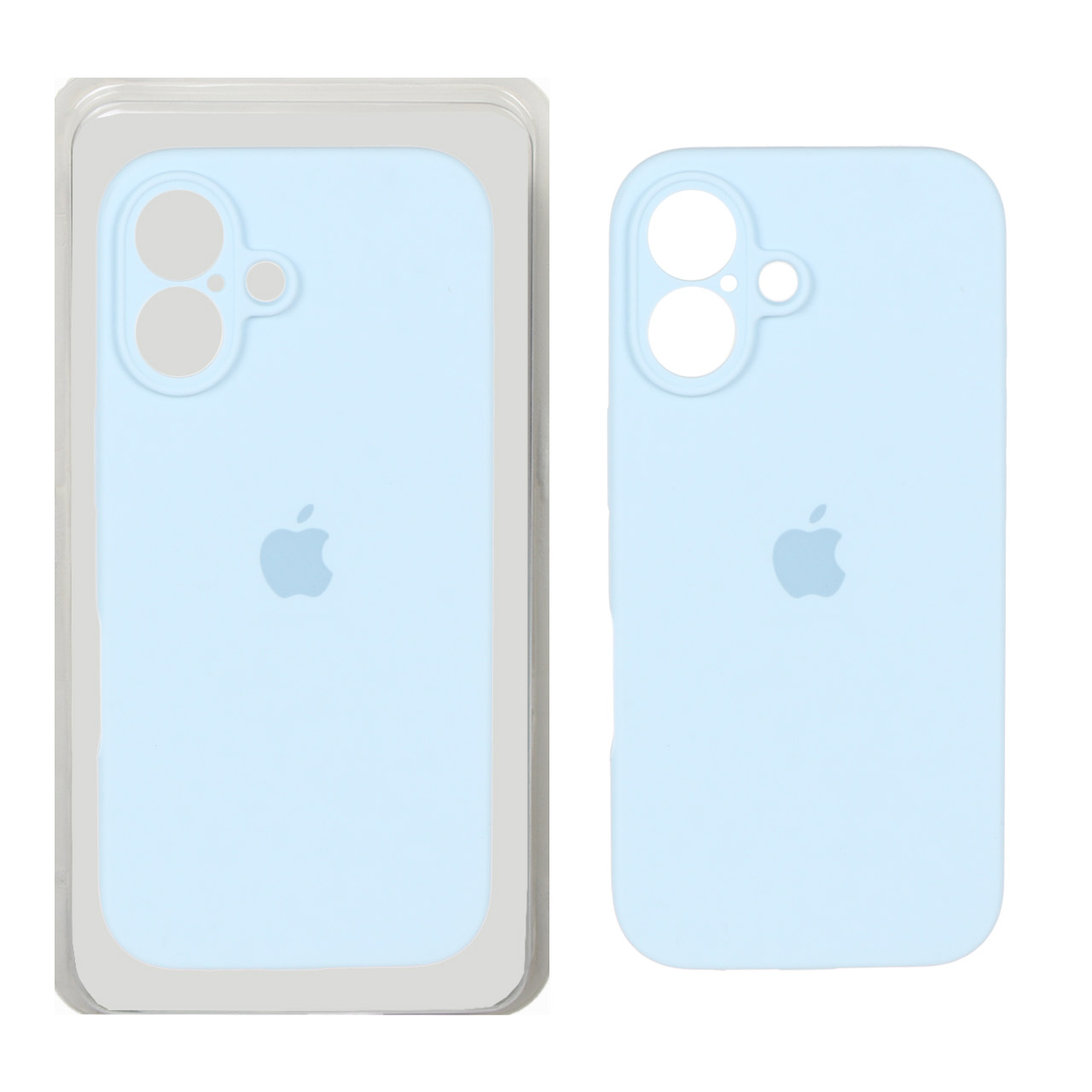 قاب سیلیکونی پاک کنی محافظ لنزدار اورجینال Apple iPhone 16 - آبی روشن (پک دار) - NTC