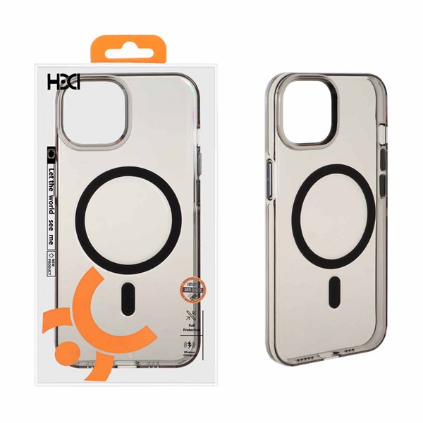 قاب اورجینال HDD شفاف کریستالی MagSafe مدل Apple iPhone 13 / iPhone 14 - مشکی (پک دار)