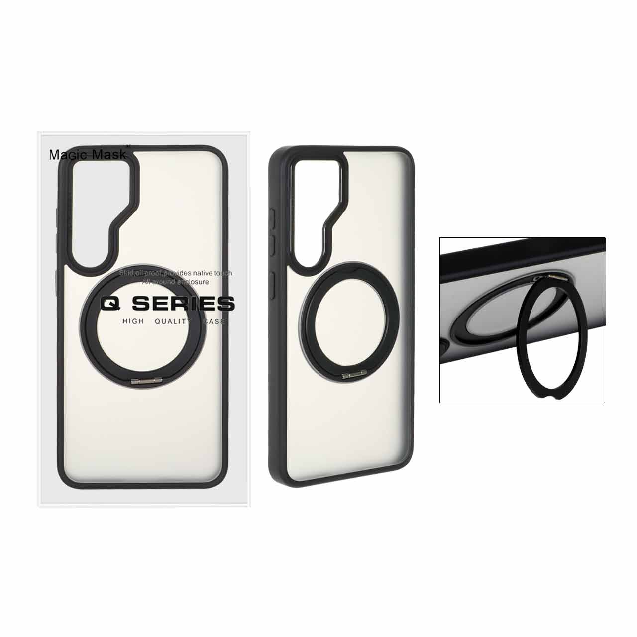 قاب اورجینال Magic Mask استند چرخشی Magsafe مدل Samsung Galaxy S25 FE - مشکی (پک دار)