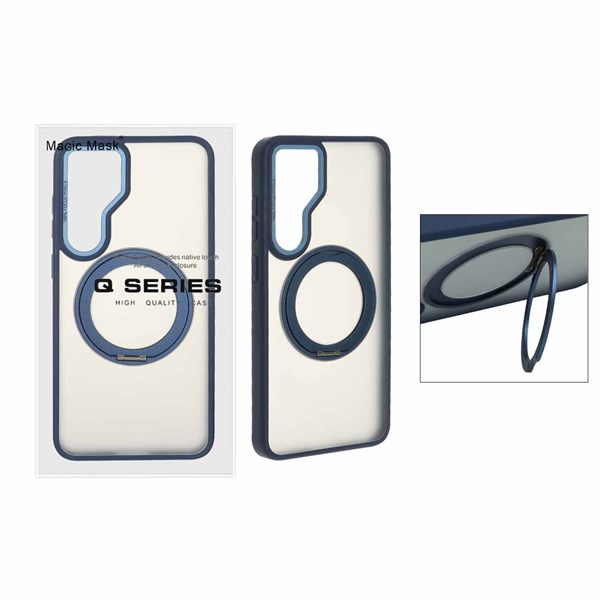 قاب اورجینال Magic Mask استند چرخشی Magsafe مدل Samsung Galaxy S25 FE - سرمه ای (پک دار)