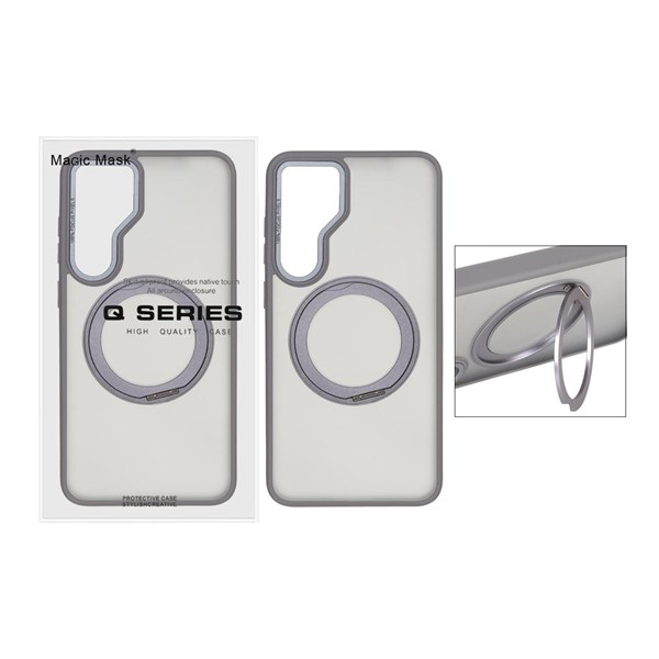 قاب اورجینال Magic Mask استند چرخشی Magsafe مدل Samsung Galaxy S25 FE - خاکستری (پک دار)