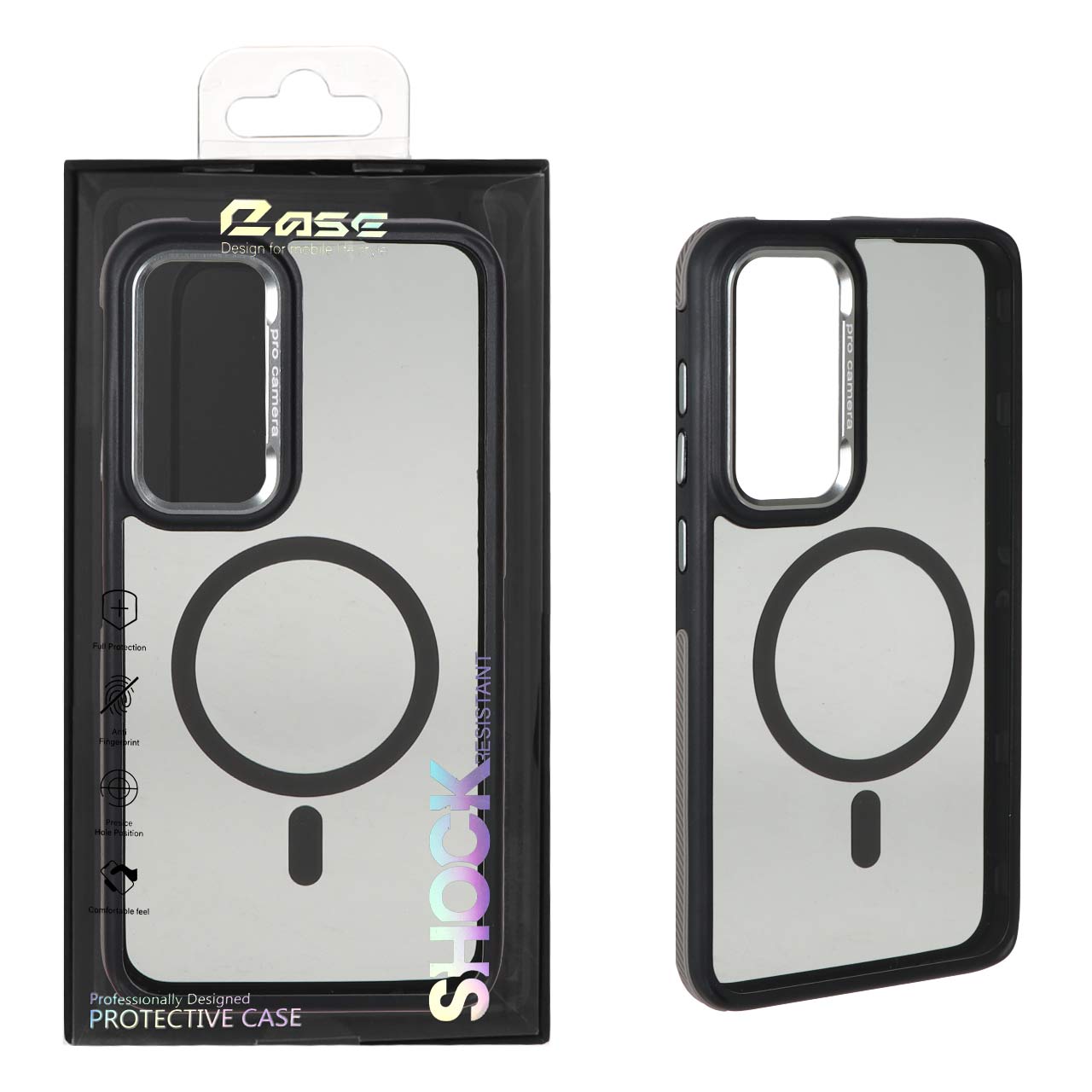 قاب Pro Camera لنز آلومینیومی دودی MagSafe دور هاشور Samsung Galaxy S24 FE - خاکستری (پک دار) - MPS