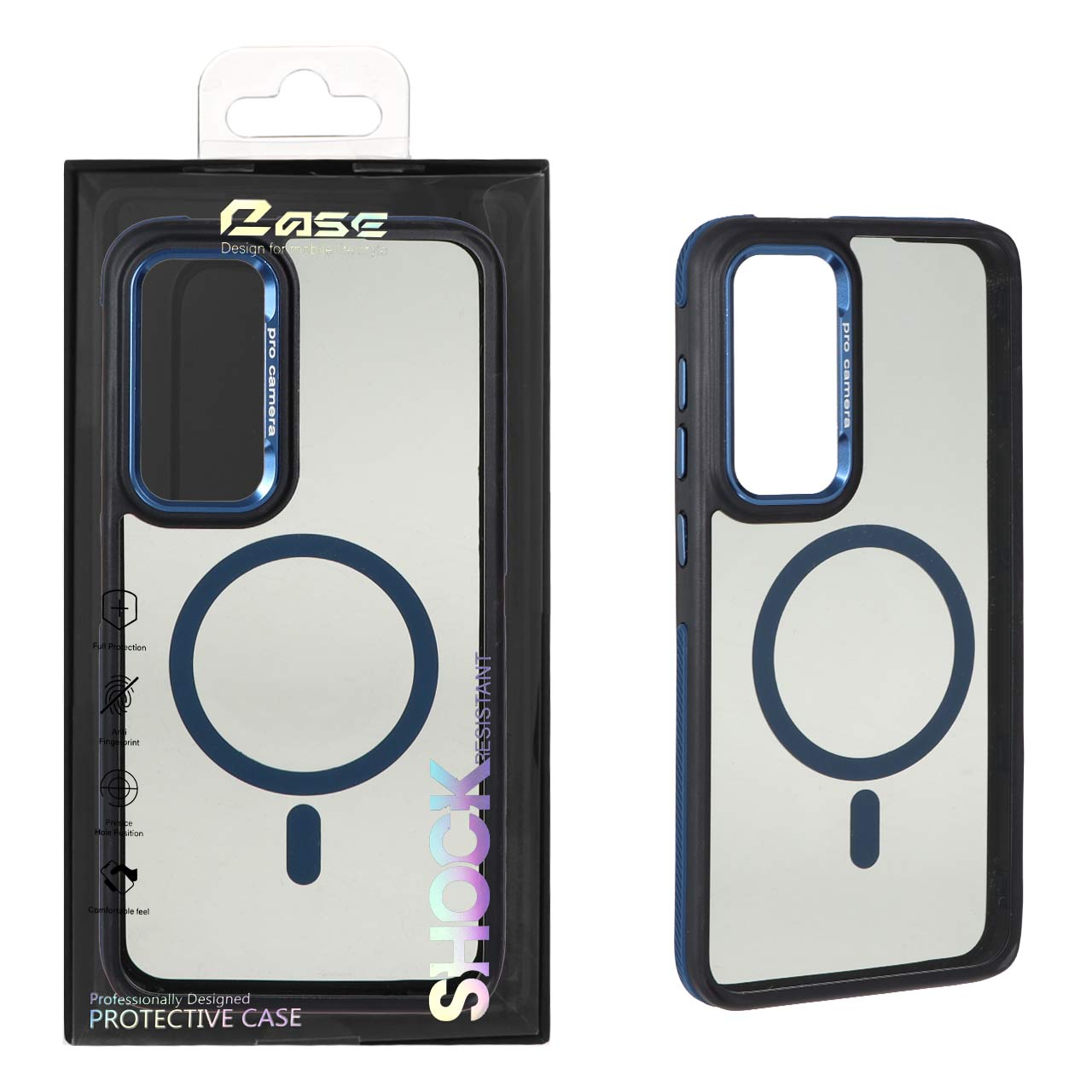 قاب Pro Camera لنز آلومینیومی دودی MagSafe دور هاشور Samsung Galaxy S24 FE - آبی (پک دار) - MPS