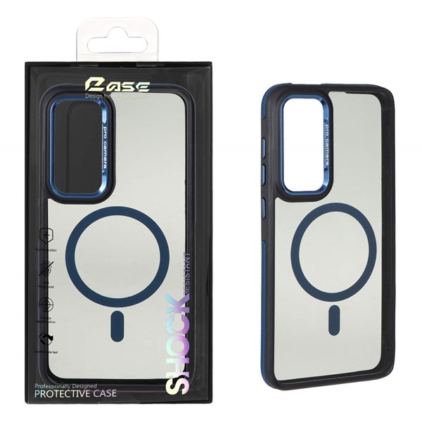 قاب Pro Camera لنز آلومینیومی دودی MagSafe دور هاشور Samsung Galaxy S24 FE - آبی (پک دار) - MPS