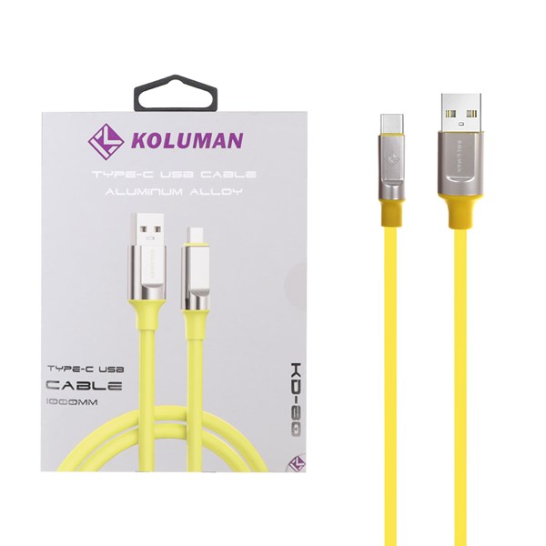 کابل شارژ فست Koluman Type-C مدل KD-80 - زرد (گارانتی یکساله PMC)