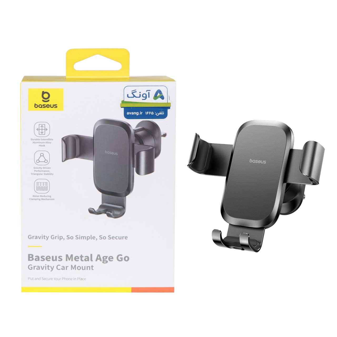 هولدر گوشی موبایل دریچه کولری Baseus مدل Metal Age Go BS-CM049 - مشکی (گارانتی آونگ)