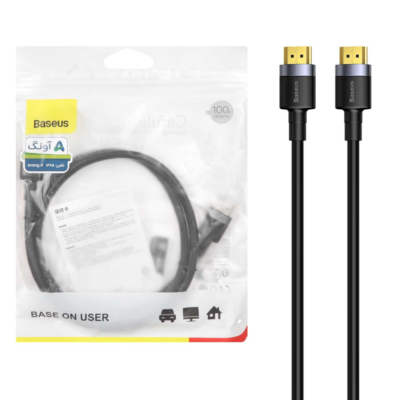 کابل 0.5 متری Baseus HDMI مدل CADKLF-E01 - مشکی (گارانتی 24 ماهه آونگ)