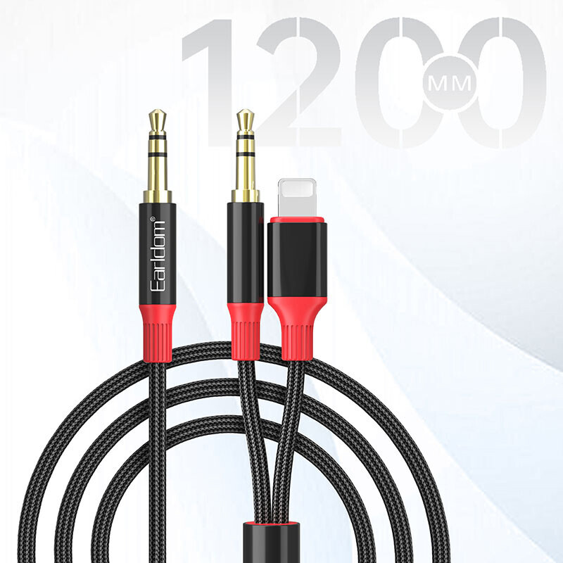 کابل تبدیل AUX به AUX/Lightning ارلدام ET-AUX79 طول 1.2 متر