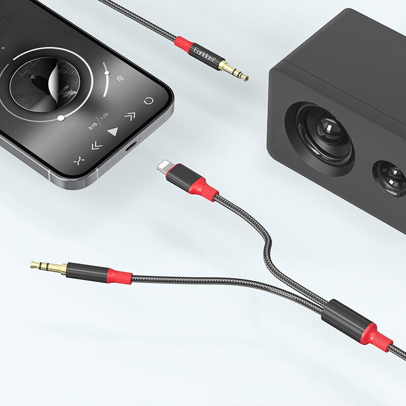 کابل تبدیل AUX به AUX/Lightning ارلدام ET-AUX79 طول 1.2 متر