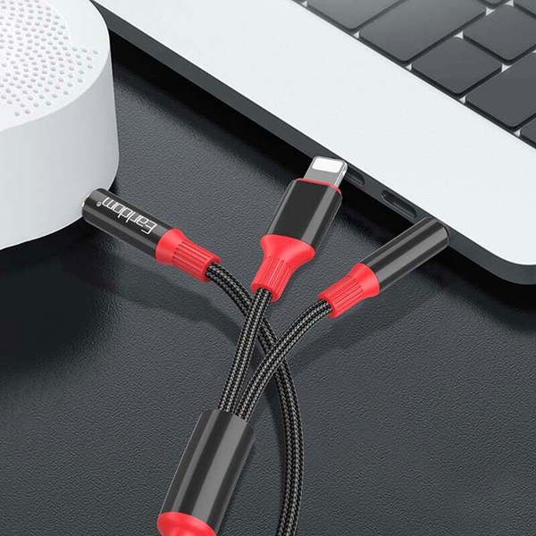 کابل تبدیل AUX به AUX/Lightning ارلدام ET-AUX79 طول 1.2 متر