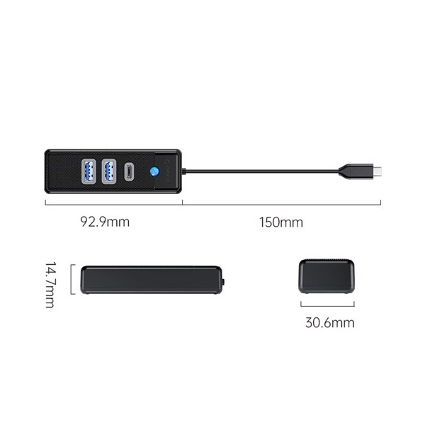 هاب 3 پورت Type-C اوریکو PWC2U-C3
