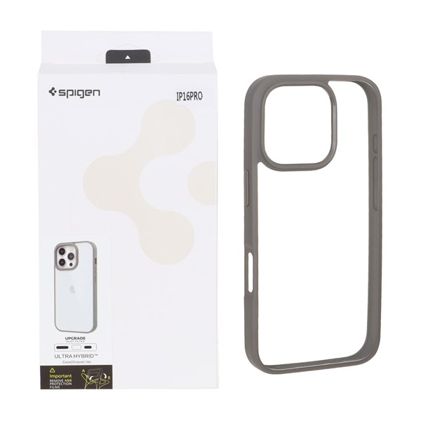 قاب اورجینال Spigen با توری اسپیکر فلزی Apple iPhone 16 Pro - طوسی (پک دار)
