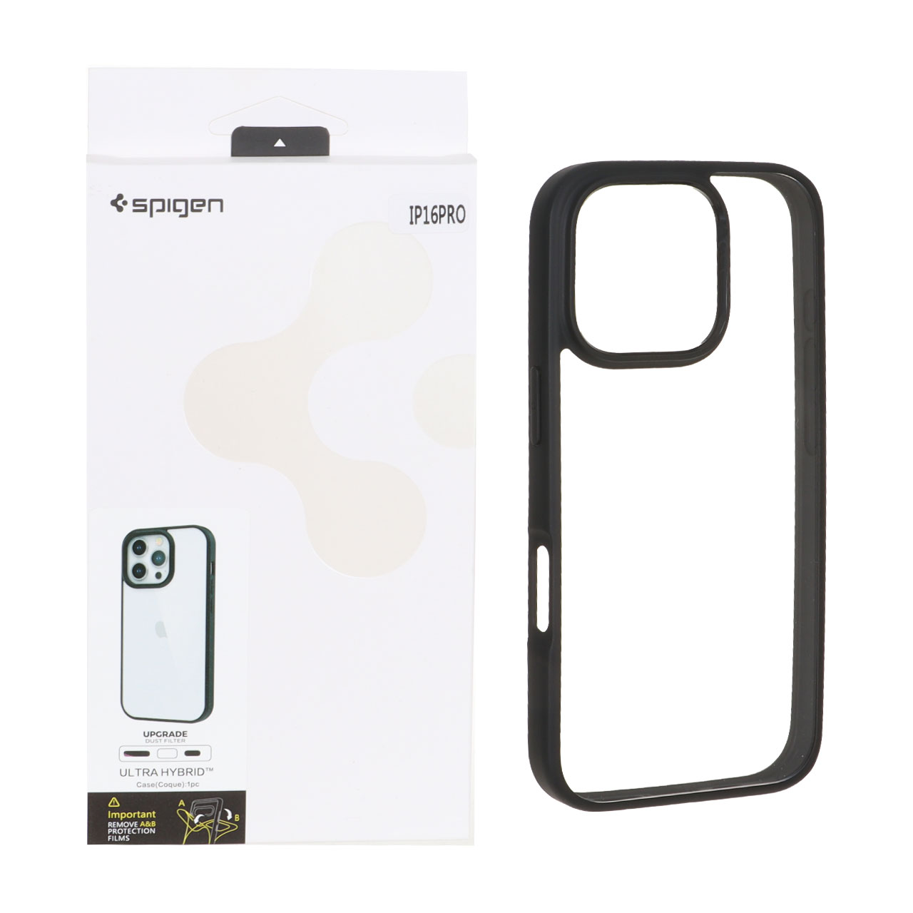 قاب اورجینال Spigen با توری اسپیکر فلزی Apple iPhone 16 Pro - شفاف مشکی (پک دار)