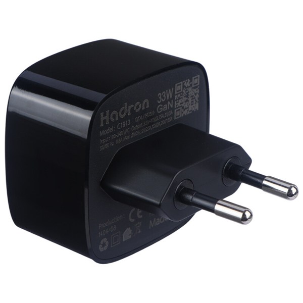 شارژر دیواری 33 وات هادرون C1013 GaN QC4.0 PD3.0 3A
