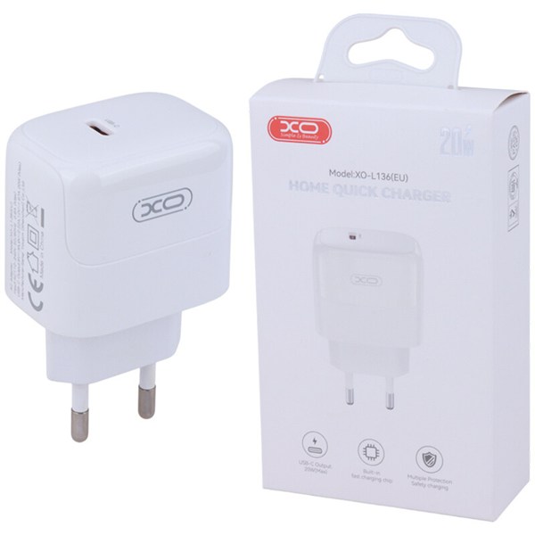 شارژر دیواری 20 وات ایکس او XO-L136 EU PD 3A