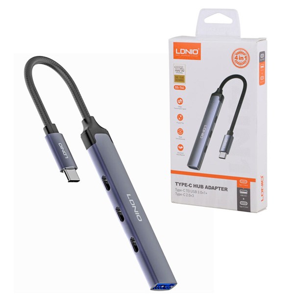 هاب 4 پورت Type-C الدینیو DS-74C